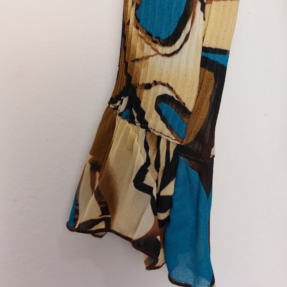 Vintage Sere Nade Plisse Long Sleeved Abstract Print Blouse Size Small - Picture 3 of 5